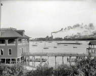 1899. Toledo Yacht Club. View from Riverside Park on Maumee River.